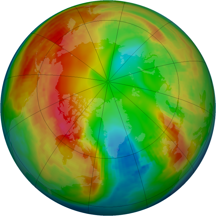 Arctic ozone map for 29 January 1986